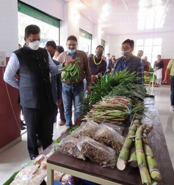 Union Minister Kapil Moreshwar Patil at the Farmer’s Market in T Khel Model Village, Kohima on October 29. (DIPR Photo)